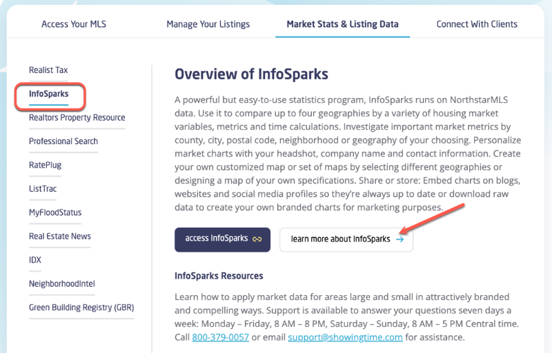 View of the "learn more about" button on a northstarmls product page.
